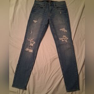 Hollister Men's Skinny Jeans in Distressed Blue